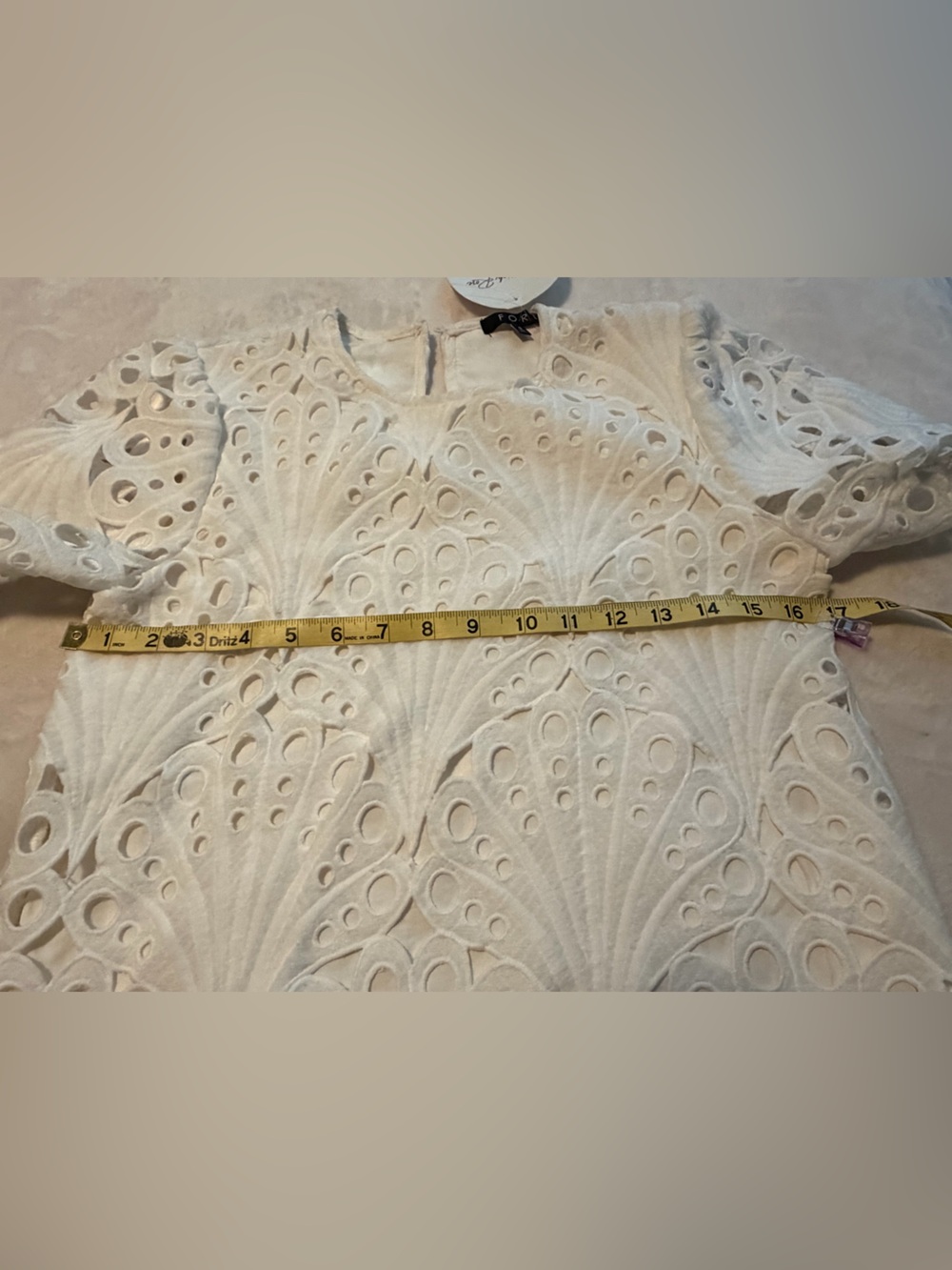 NWT White Eyelet Lace Short Sleeve Dress - Picture 9 of 10